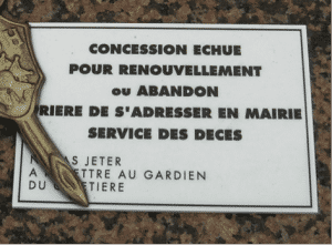 Panneau fin de concession cimetière Montparnasse