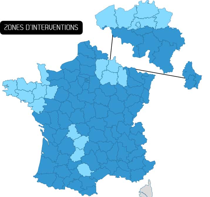 Zone d'intervention France Belgique et luxembourg