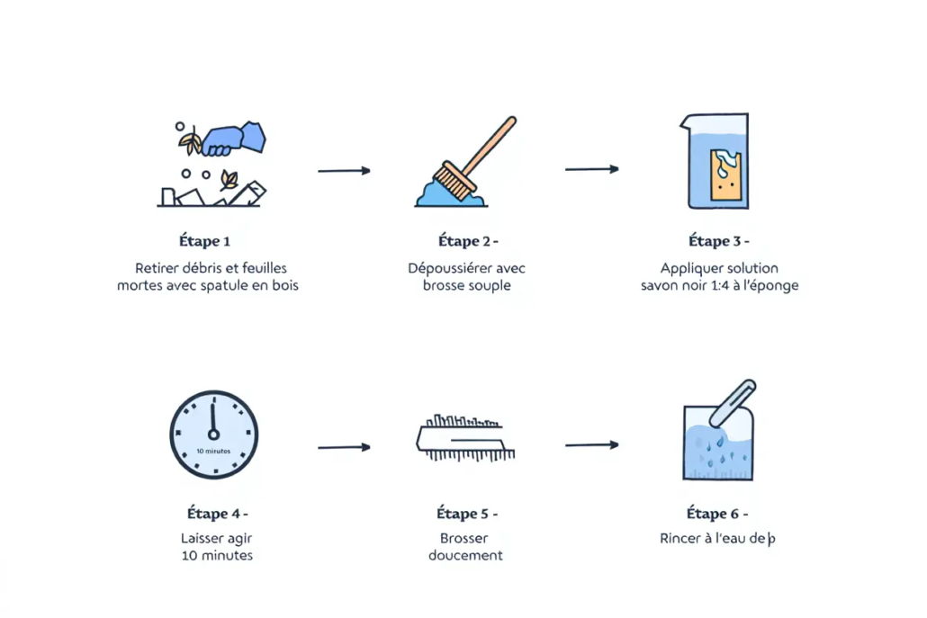 Processus de nettoyage d'une tombe en granit