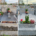 Deux tombes avant/après nettoyage et fleurissement : à gauche, tombe sombre avec vase et jardinier; à droite, tombe rectifiée avec fleurs variées et verdure parfumée.