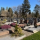 Vue d’un cimetière avec rangées de tombes gravées et fleurs, sous un ciel bleu; offre des détails sur une concession cimetière 50 ans.