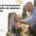 Service fleurissement sépulture et entretien de tombe : homme recueilli près d’une tombe avec bouquet de fleurs, logo “En mémoire” et plantes autour.